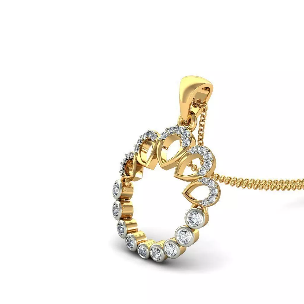 Drop Shaped Golden Pendant With Diamonds 28 3D print model_0