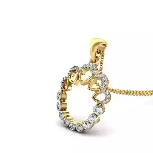 Drop Shaped Golden Pendant With Diamonds 28