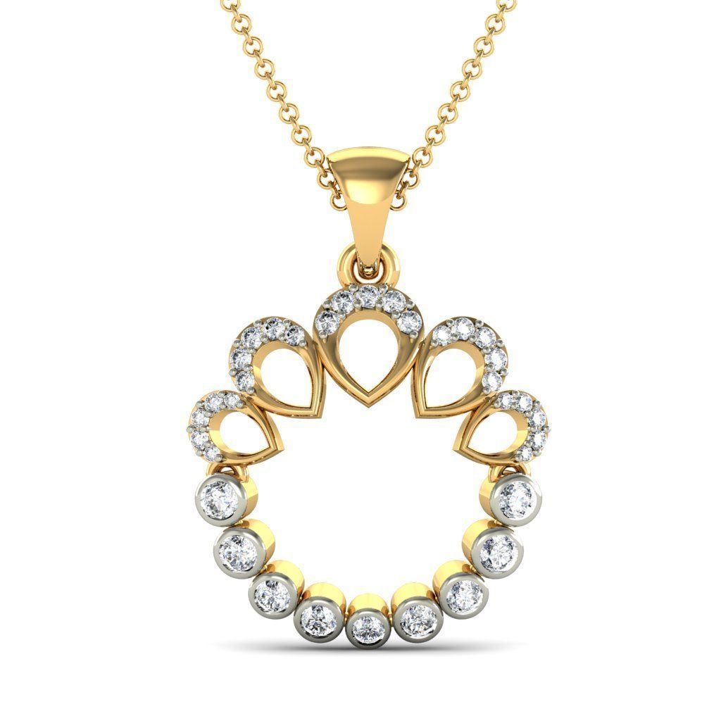 Drop Shaped Golden Pendant With Diamonds 28 3D print model_1