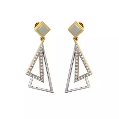 Triangle Shaped Drop Earrings With Diamonds
