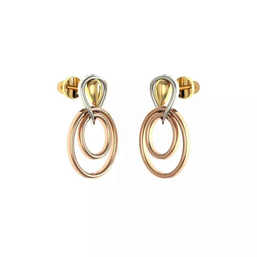Oval Shaped Multimetal Earrings 3D print model
