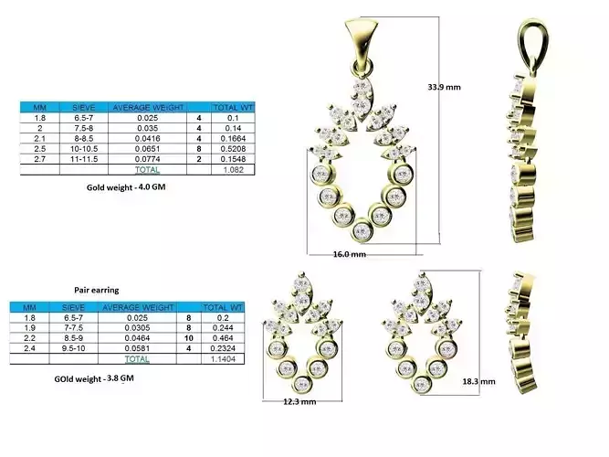 Marquise Shaped Gold Pendant With Diamonds 4