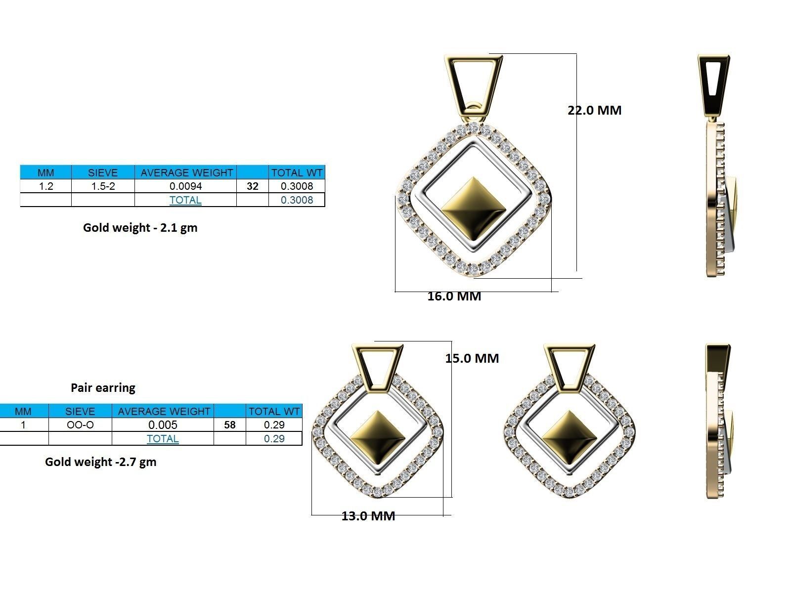 Squircle Shaped Pendant With Diamonds 3D print model_4