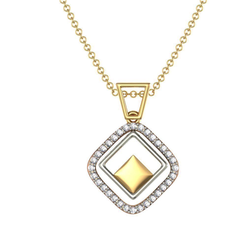 Squircle Shaped Pendant With Diamonds 3D print model_2