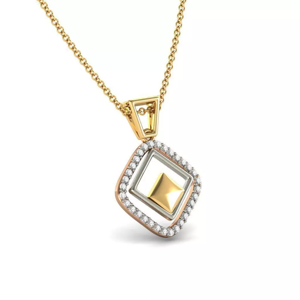 Squircle Shaped Pendant With Diamonds 3D print model_0