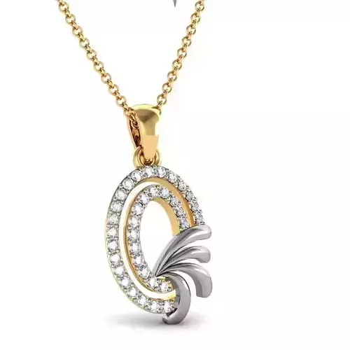 Oval Shaped Gold Pendant With Diamonds 3