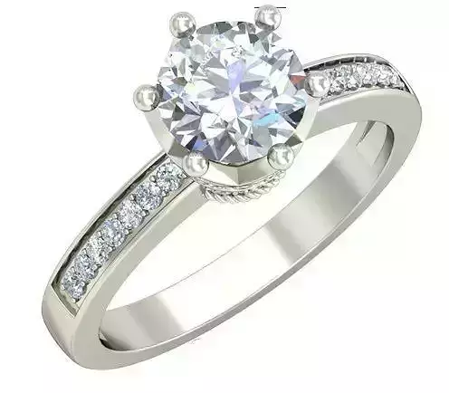 Silver Side Stone Engagement Ring With Diamonds 1