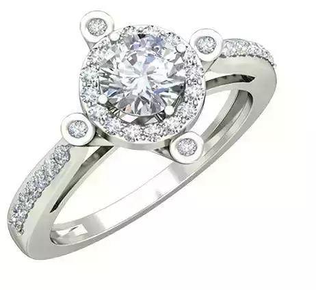 Round Shaped Silver Halo Ring With Diamonds 5
