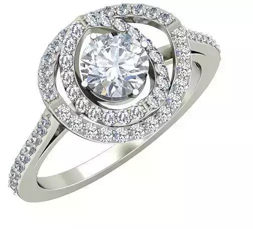Round Shaped Silver Halo Ring With Diamonds 7