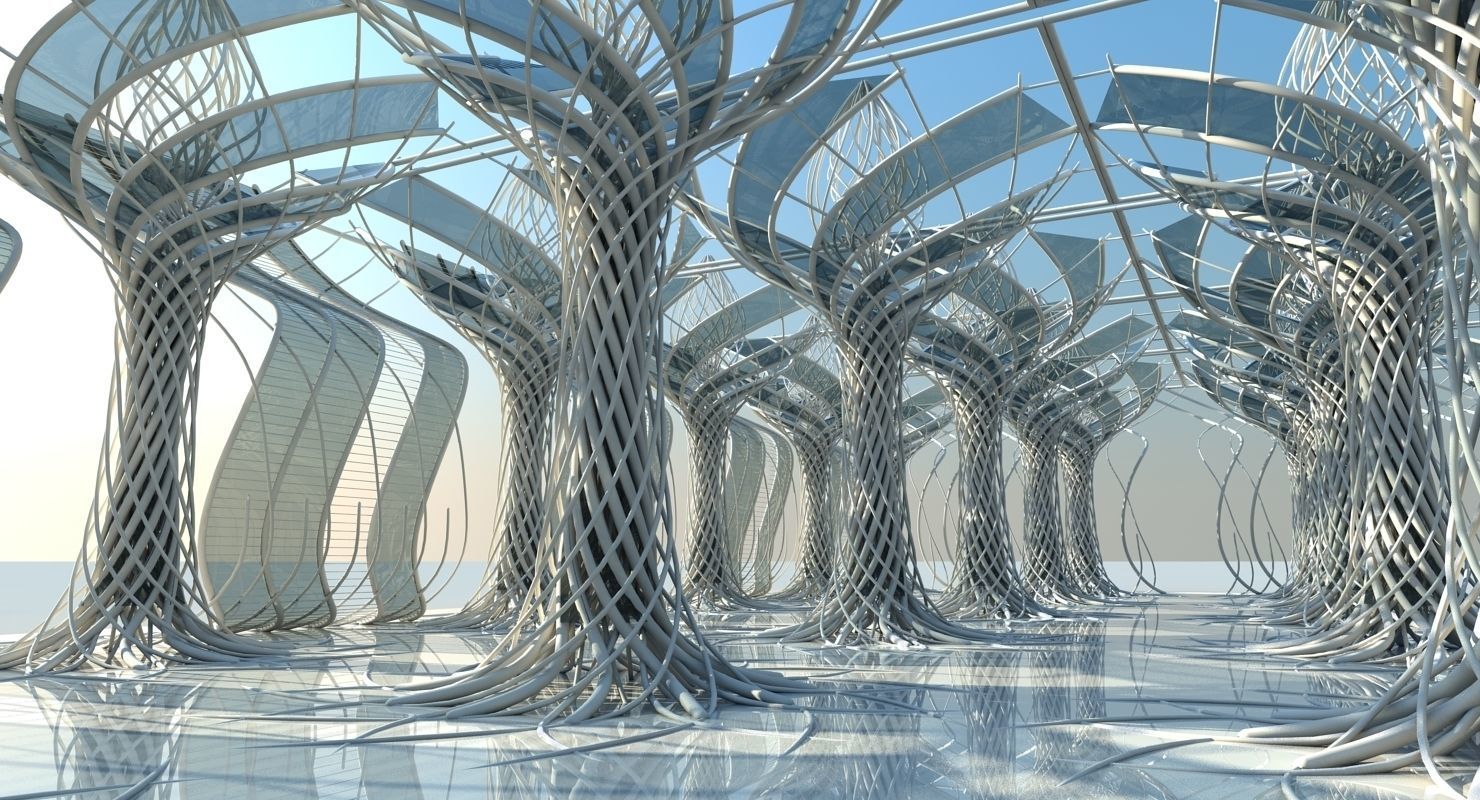 Futuristic Architectural Interior 3D model_4