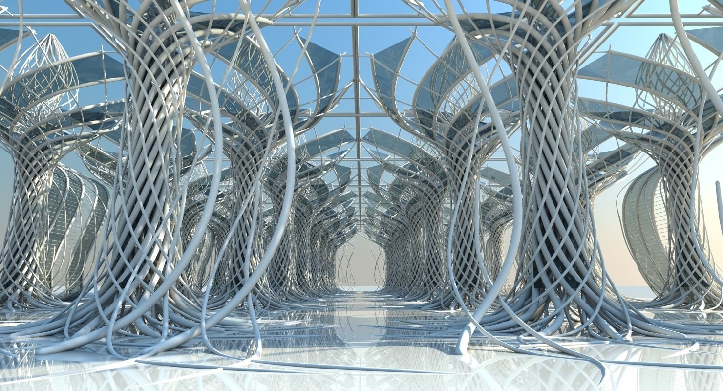 Futuristic Architectural Interior 3D model_12