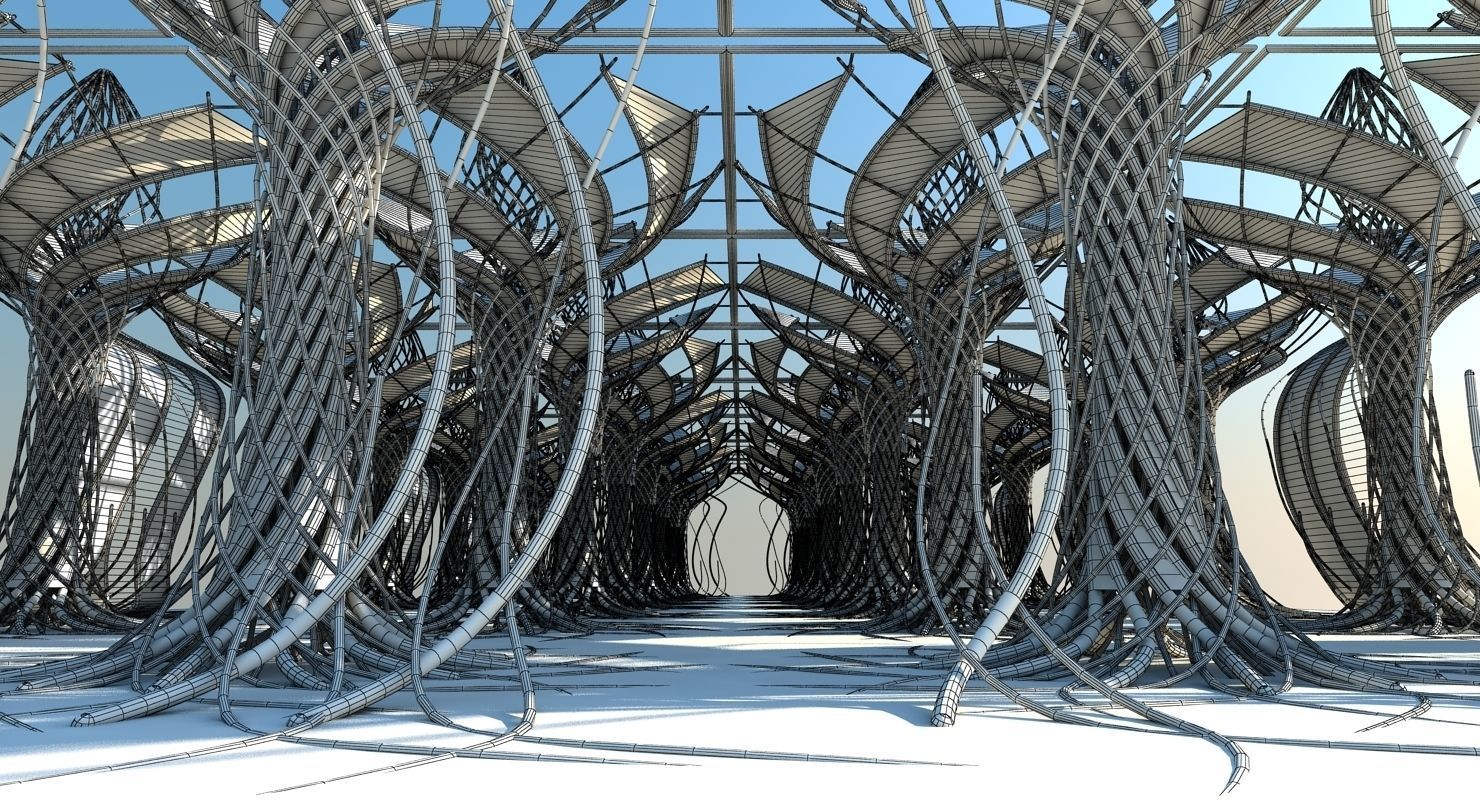 Futuristic Architectural Interior 3D model_2