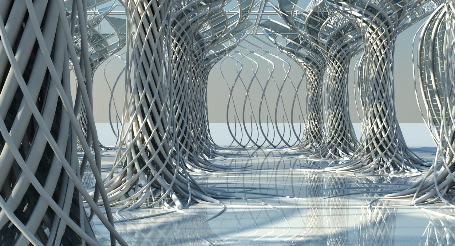 Futuristic Architectural Interior 3D model_9