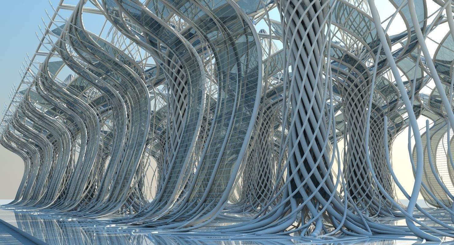 Futuristic Architectural Interior 3D model_8