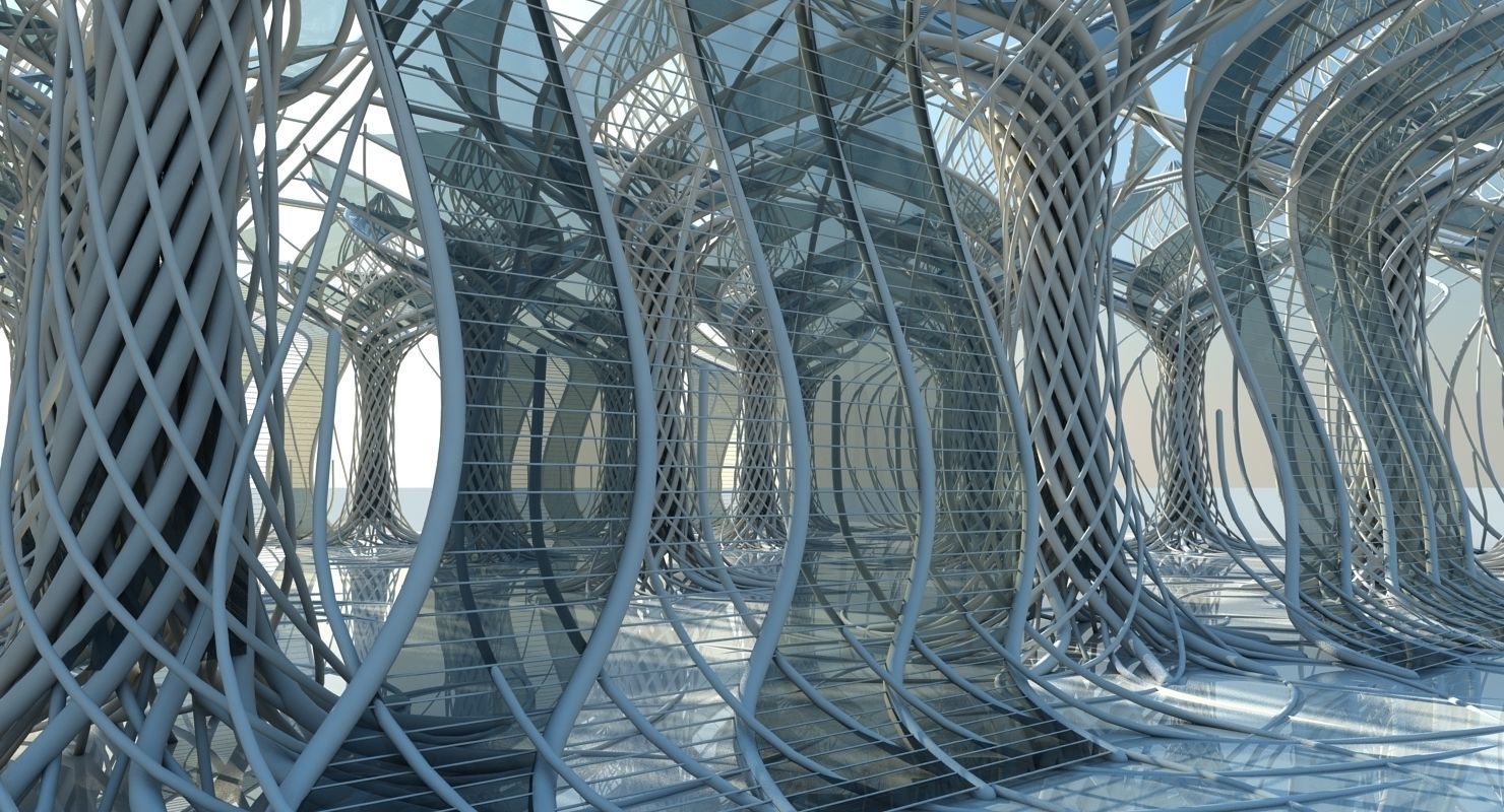 Futuristic Architectural Interior 3D model_5