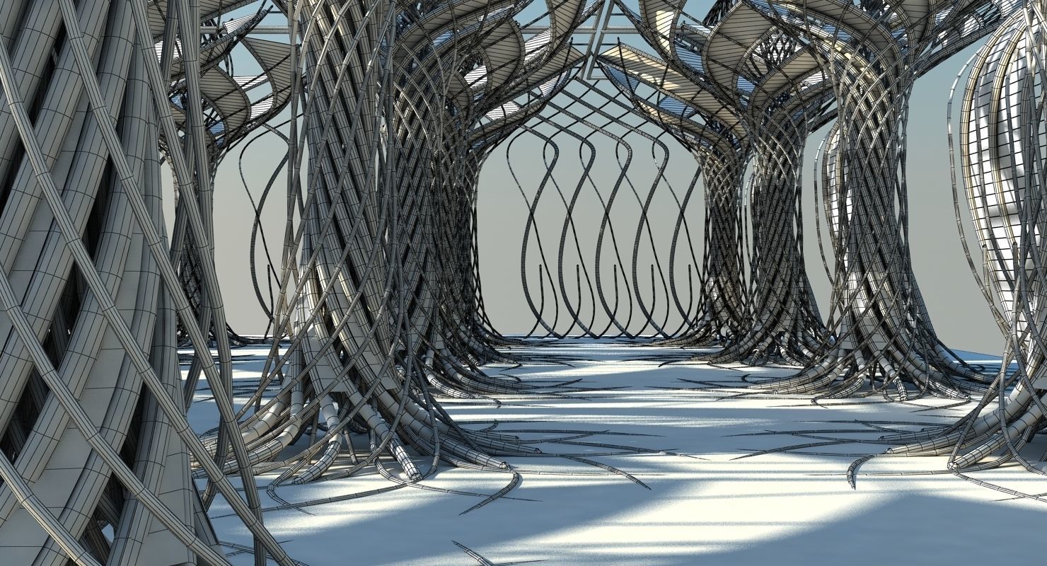 Futuristic Architectural Interior 3D model_11