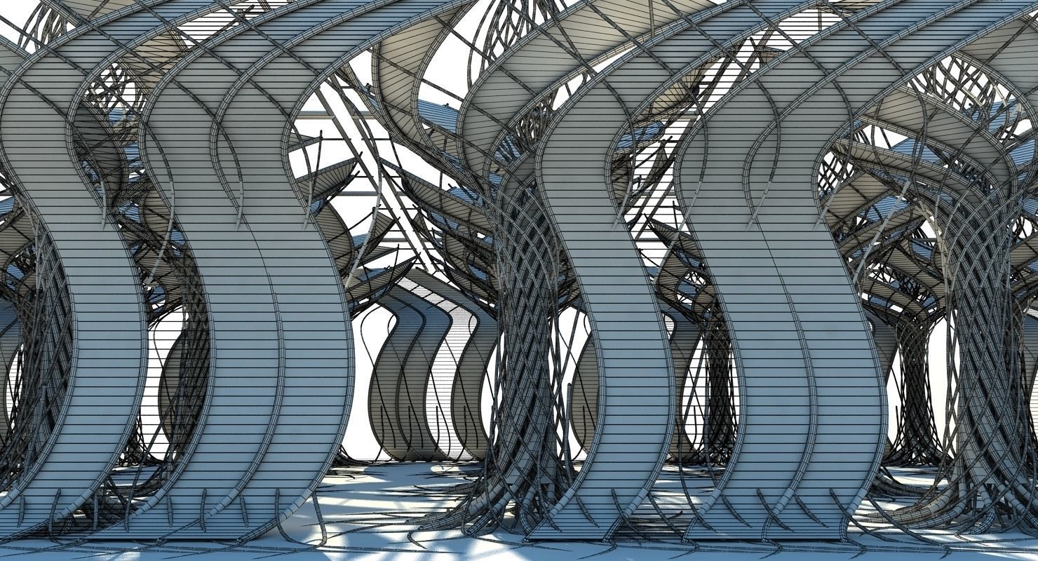 Futuristic Architectural Interior 3D model_3