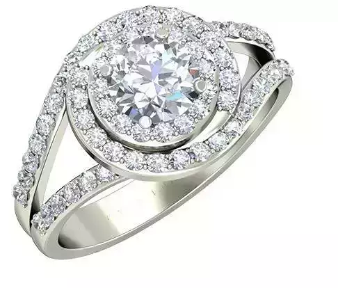 Swirl Loop Silver Halo Ring With Diamonds