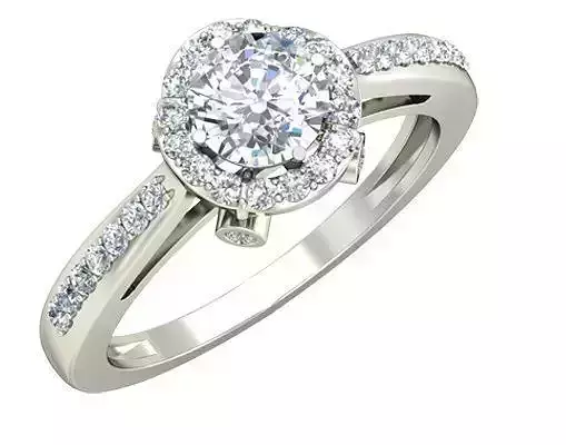 Round Shaped Silver Halo Ring With Diamonds 10