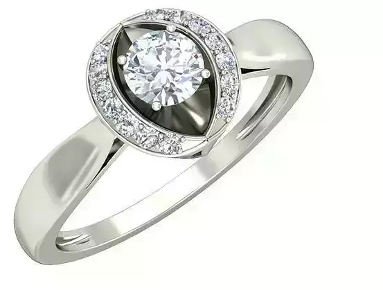 Marquise Shaped Silver Ring With Diamonds 5