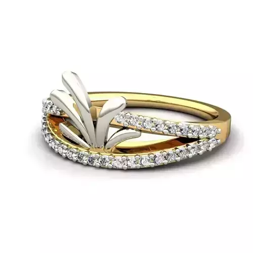 2 Row Gold Ring With Diamonds 3D print model