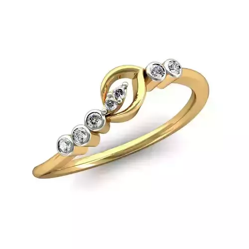 Leaf Design Gold Ring With Diamonds 5