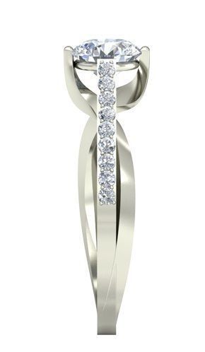 Silver Side Stone Ring With Diamonds 16 3D print model_2