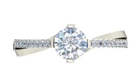 Silver Side Stone Ring With Diamonds 16 3D print model_3