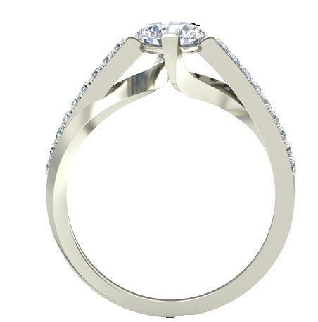 Silver Side Stone Ring With Diamonds 16 3D print model_1