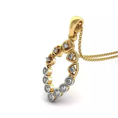 Marquise Shaped Gold Pendant With Diamonds 5