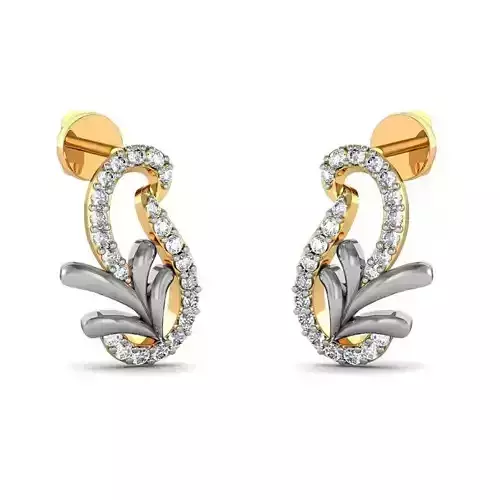 Gold Ear Studs With Diamonds 7