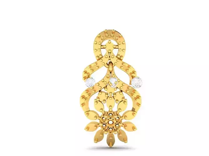 Floral Design Gold Pendant With Diamonds 4