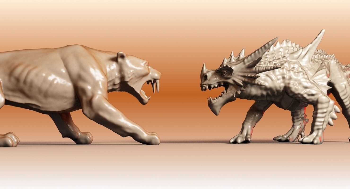 Sabre tooth and dragon 3D model_7