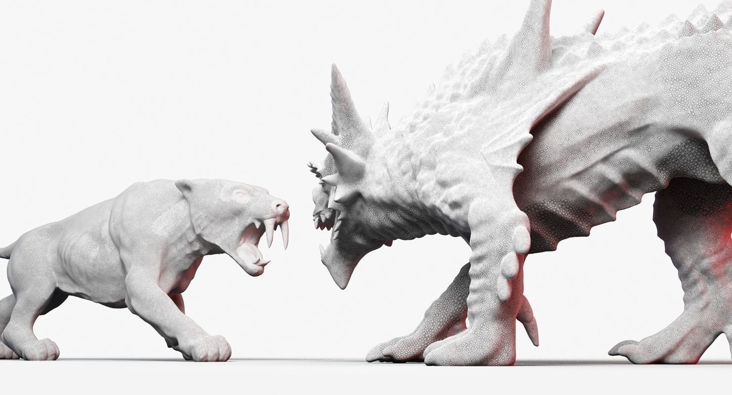 Sabre tooth and dragon 3D model_2