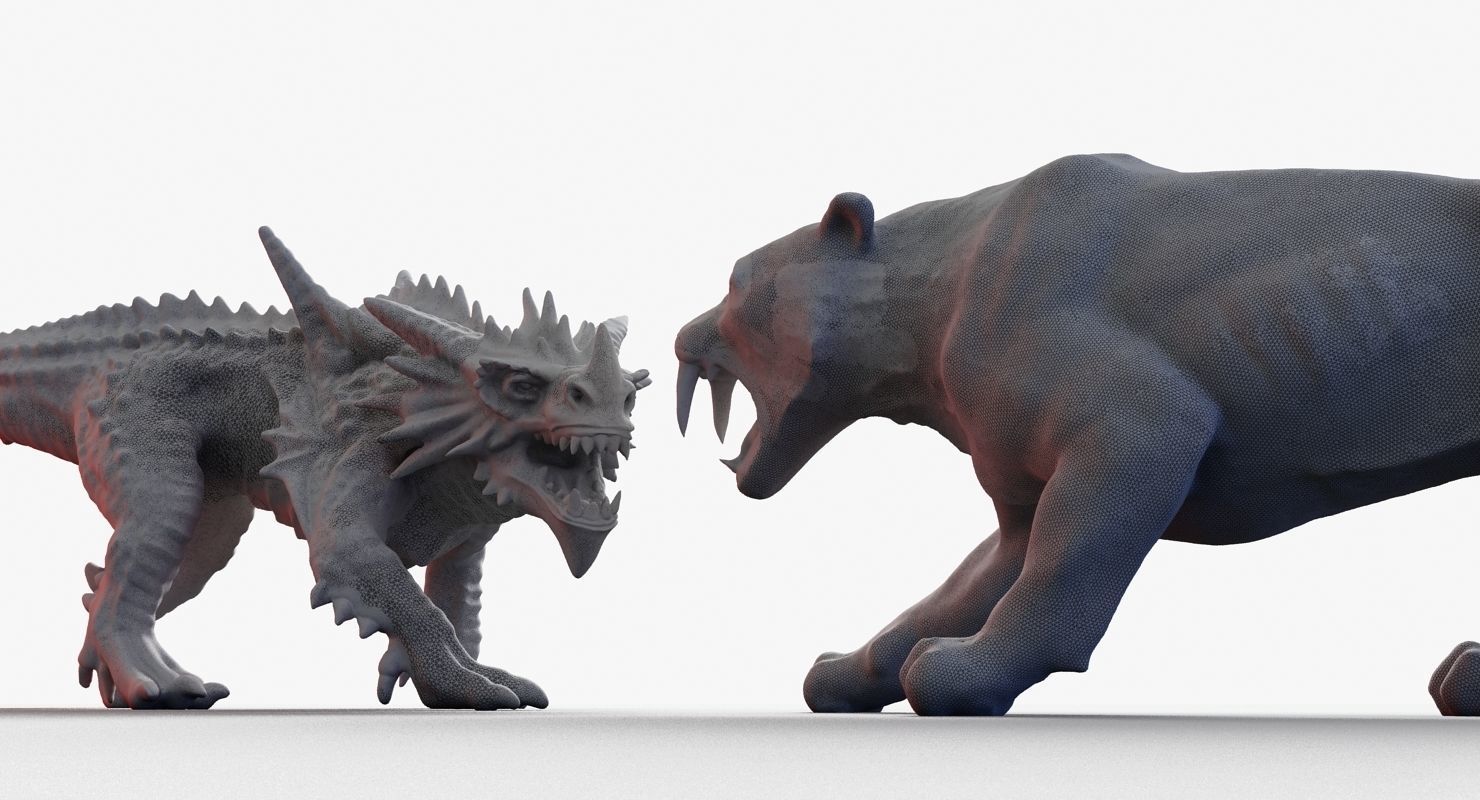 Sabre tooth and dragon 3D model_4