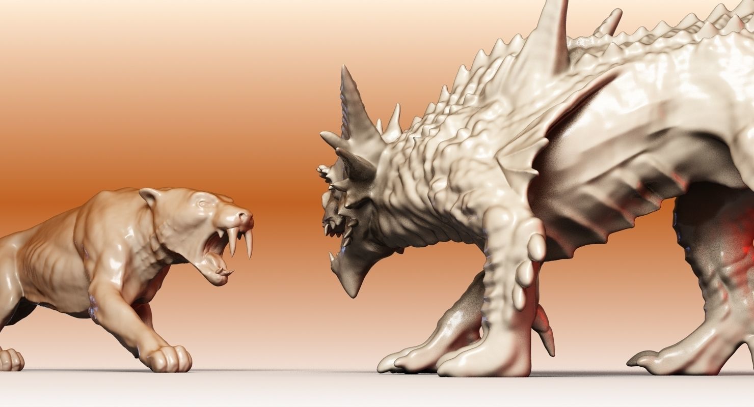 Sabre tooth and dragon 3D model_6