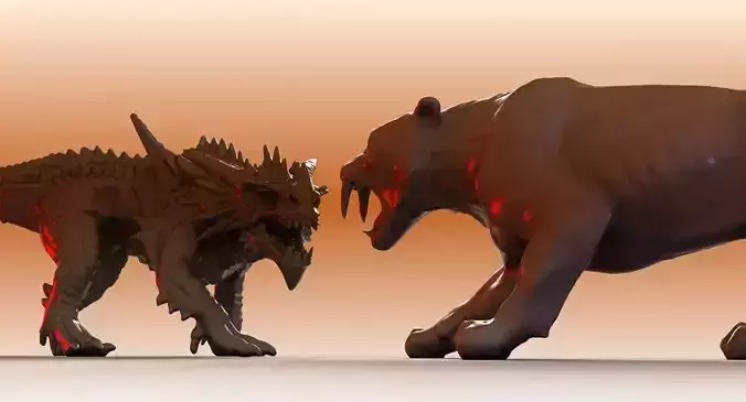 Sabre tooth and dragon