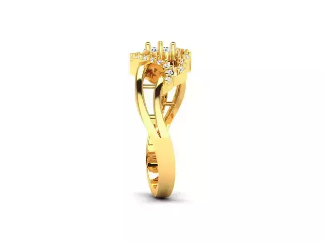 Swirled Gold Ring With Diamonds 8