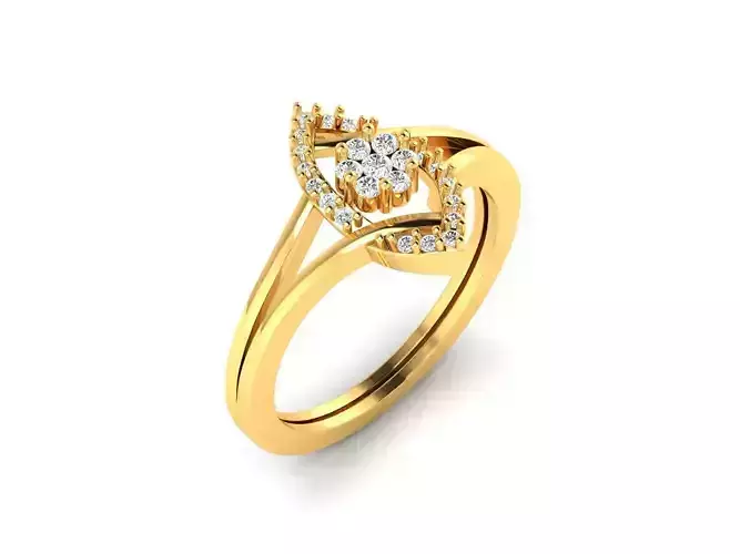 Marquise Shaped Gold Ring With Diamonds 21