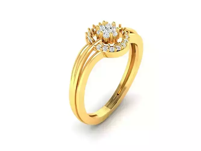 Round Shaped Gold Ring With Diamonds 23