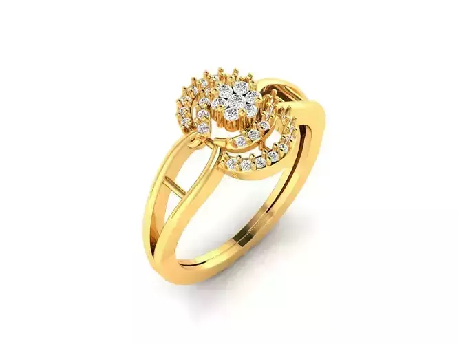 Round Shaped Gold Ring With Diamonds 24