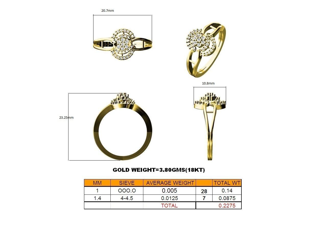 Round Shaped Gold Ring With Diamonds 24 3D print model_3