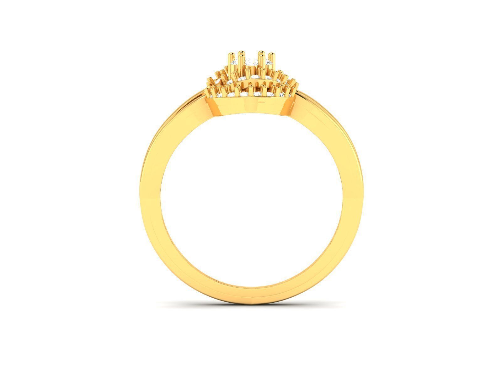 Round Shaped Gold Ring With Diamonds 24 3D print model_1