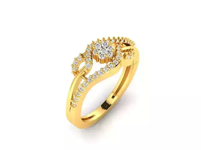 Swirled Gold Ring With Diamonds 11
