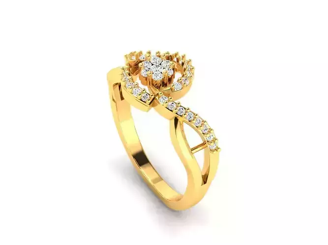 Swirled Loop Gold Ring With Diamonds