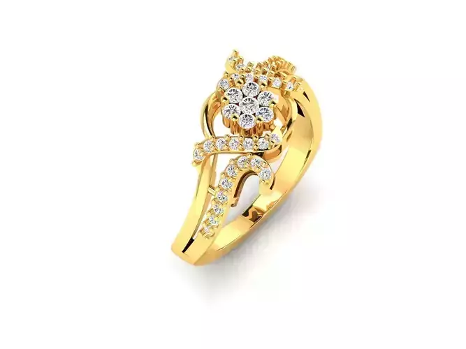 Swirl Floral Ring With Diamonds