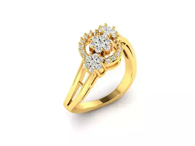 Round Shaped Bent Ring With Diamonds