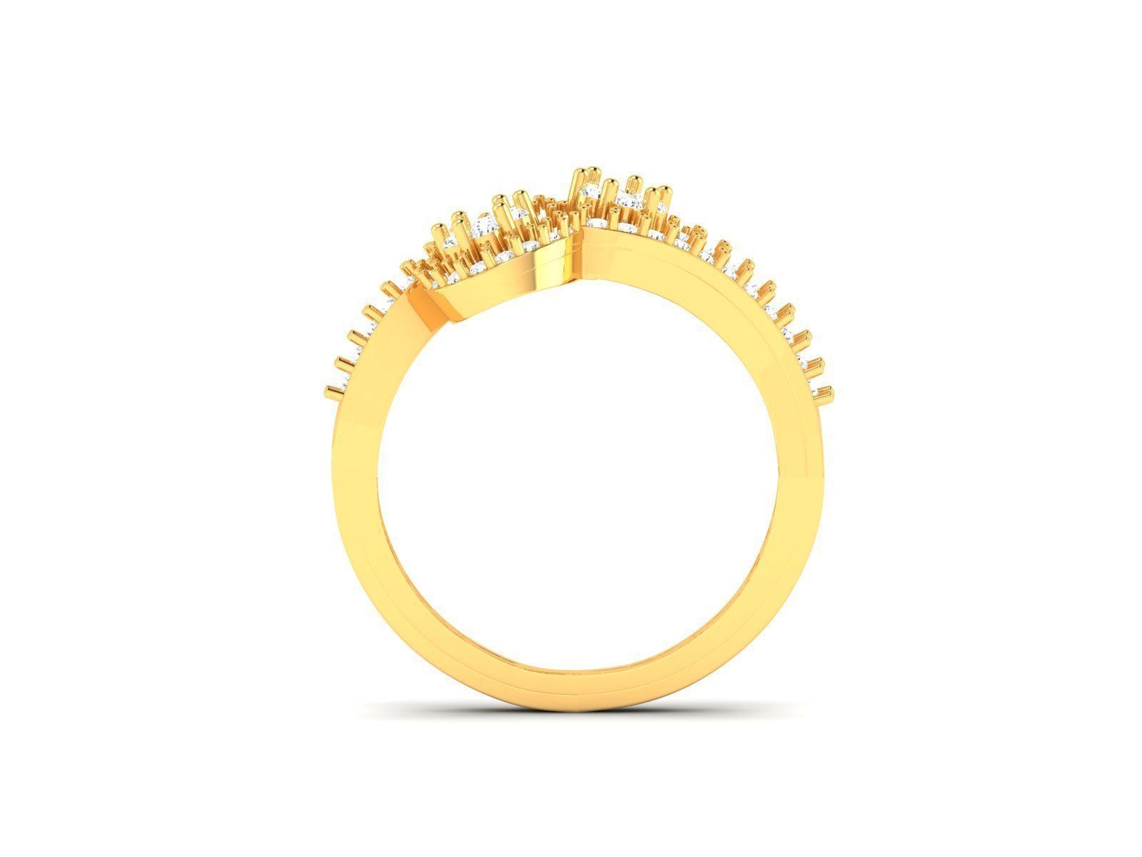 Swirled Loop Gold Ring With Diamonds 1 3D print model_1