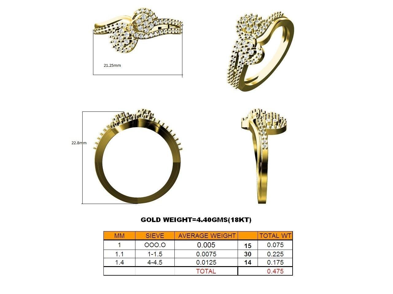 Swirled Loop Gold Ring With Diamonds 1 3D print model_3