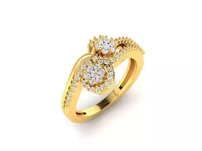 Swirled Loop Gold Ring With Diamonds 1